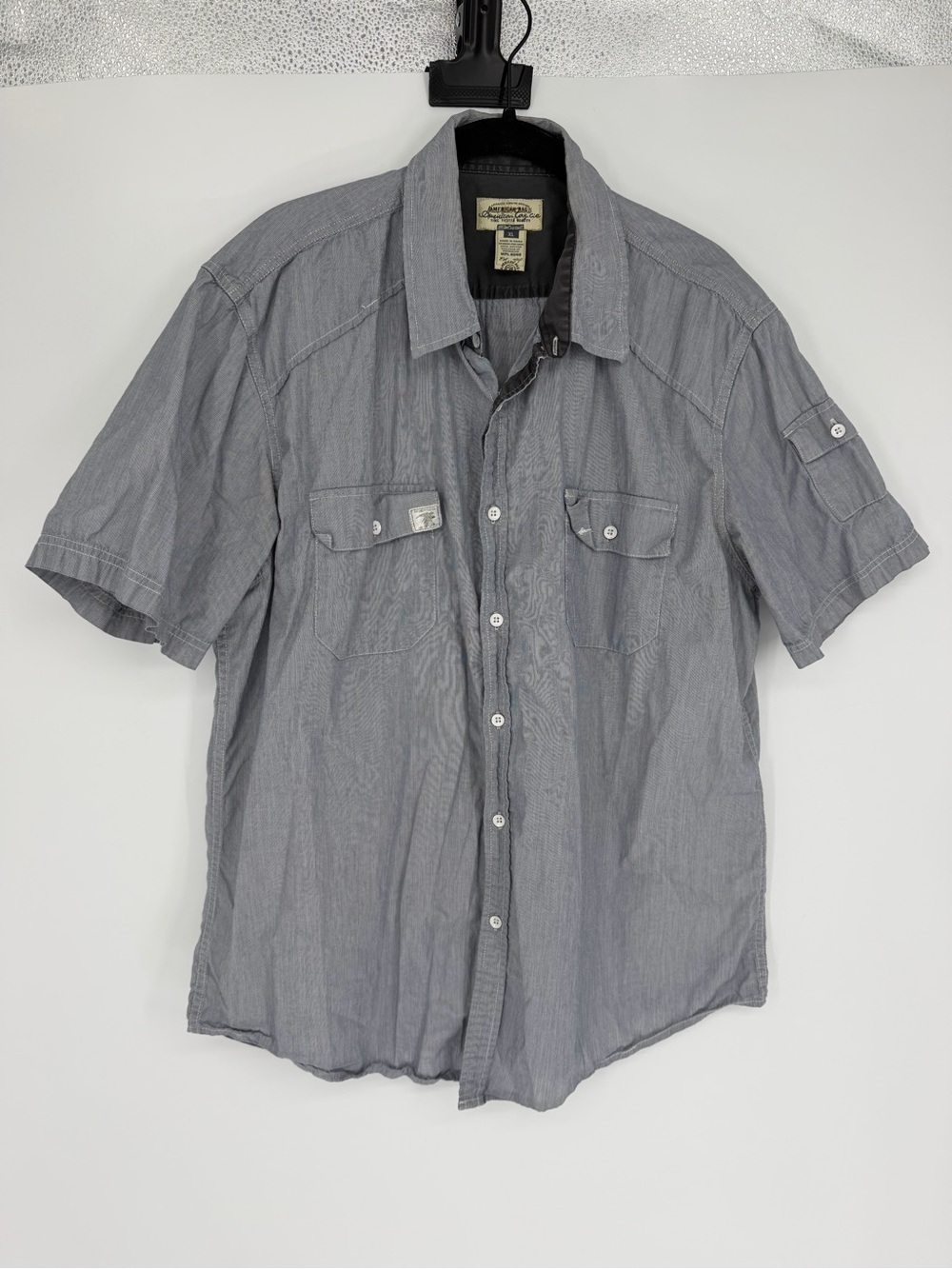 American Rag XL Men's Short Sleeve Casual Button-Up Shirt - Gray